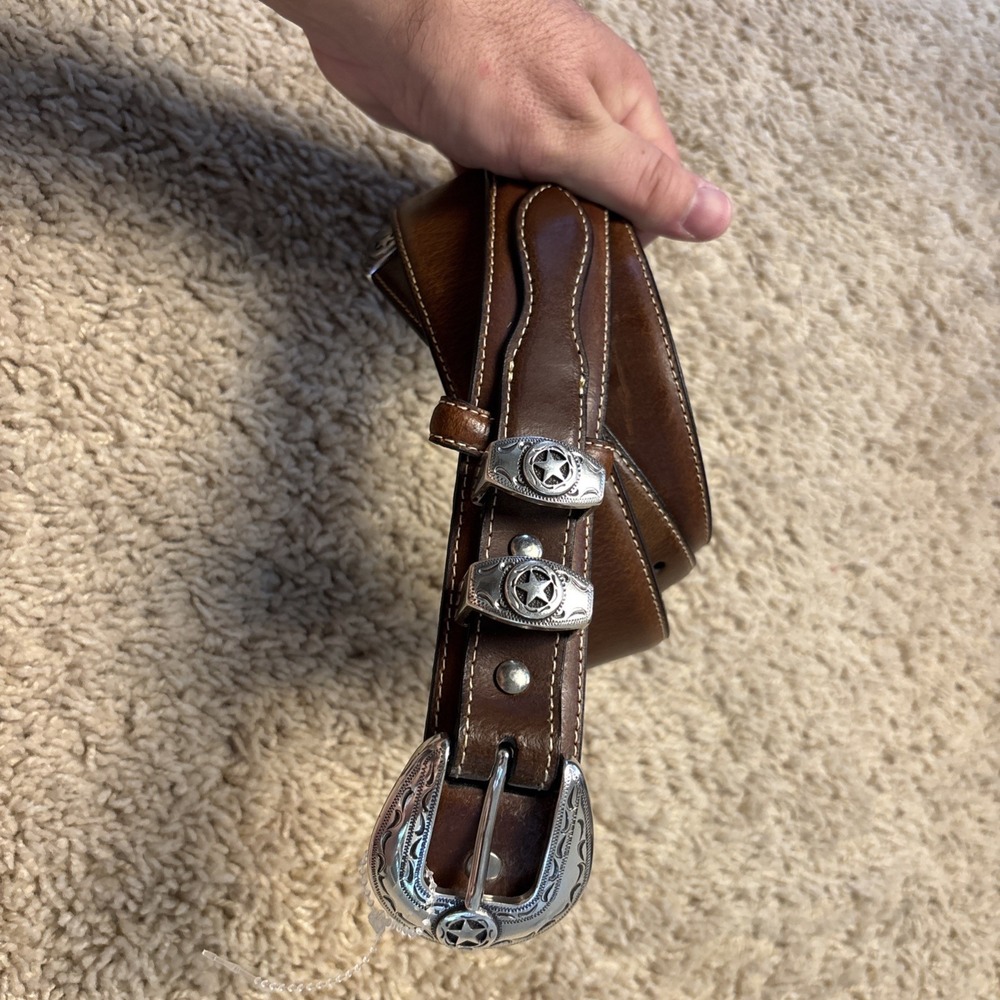 Men's NOCONA Western RANGER Cowboy LEATHER BELT w Stars 30